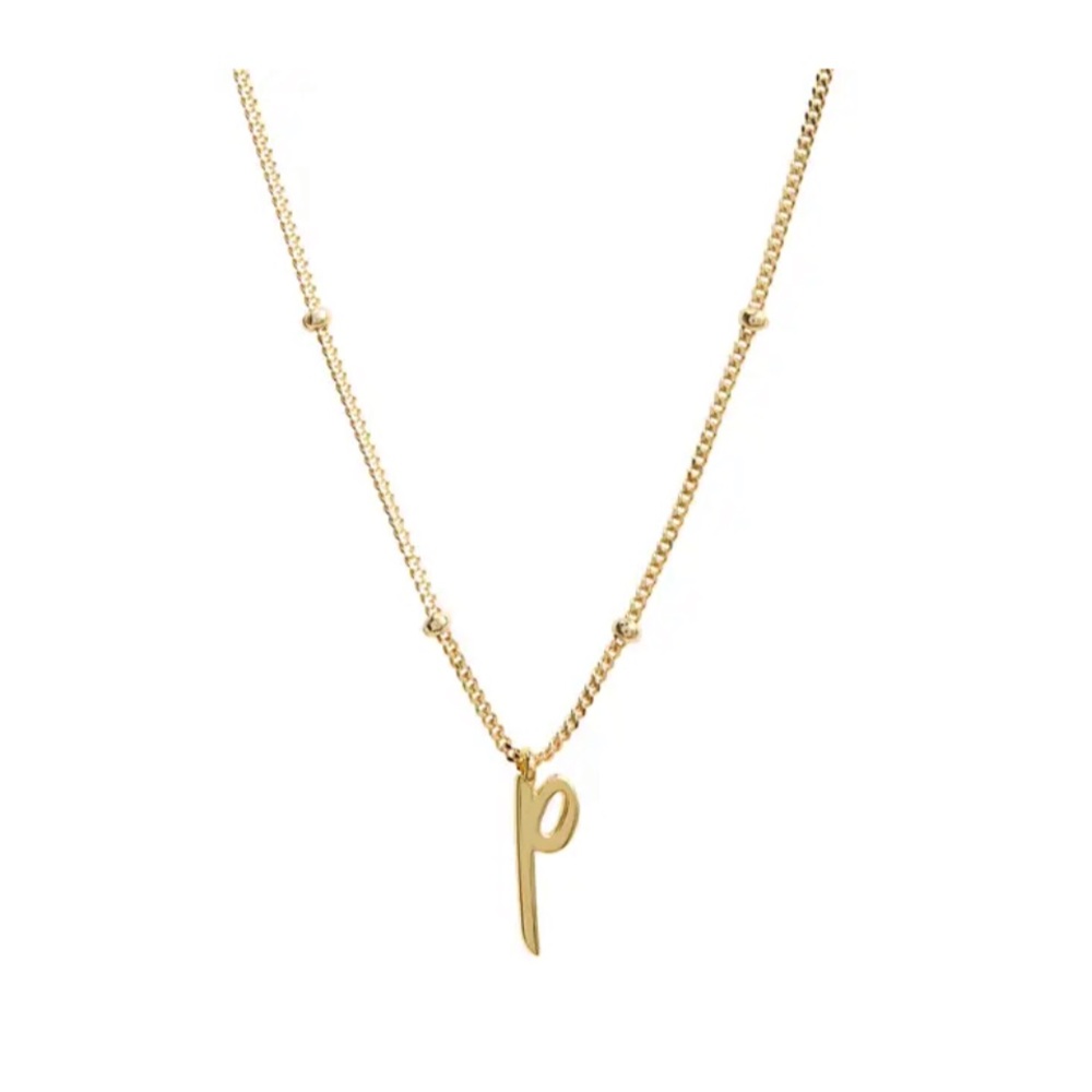 ❌Argento Vivo P Sterling Silver Rondelle Script Initial Pendant Necklace Gold P